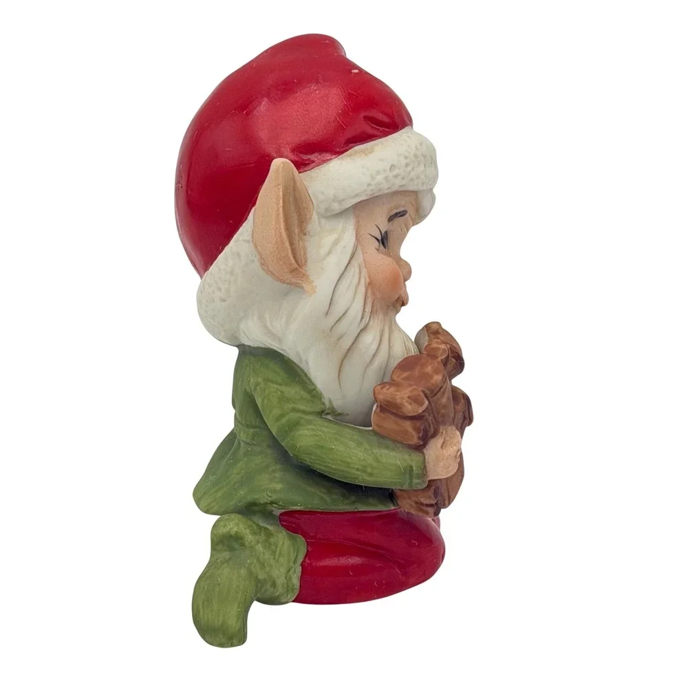 Vtg Homco Christmas Elf‎ Pixie Figurine 5406 Ceramic Toymaker with Train 4 Inch